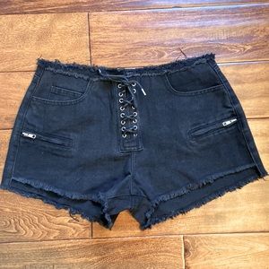 Fashion Nova Lace Up Denim Shorts